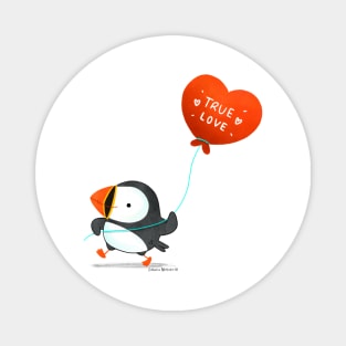 Puffin Bird With True Love Balloon Magnet